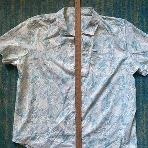 Lands' End White and Blue Green Patterned All Adventure Shirt-  Men’s XL